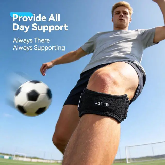 Alt view image 6 of 7 - Plus Size Knee Brace for Women & Men, Pain Relief Patella Tendon Knee Strap 2 Pack, Knee Support Band for Running Weightlifting Baseball Tennis Volleyball Jogging Bicycle Climbing, 11.02-20.87in