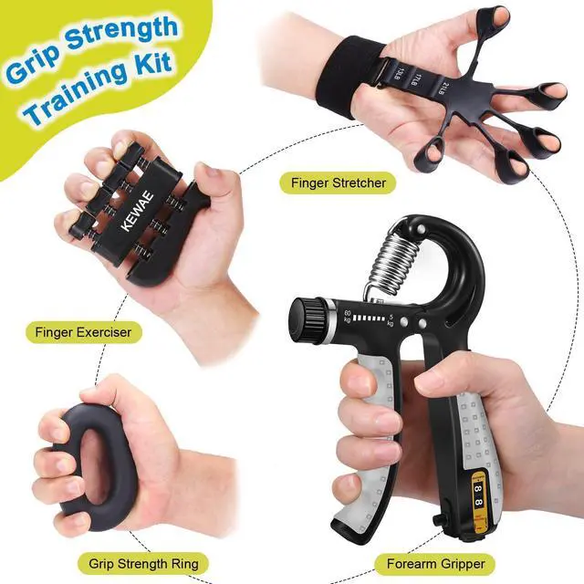 Alt view image 7 of 7 - Grip Strength Trainer Kit 6 Pack with Finger Exerciser, Hand Grip Strengthener, Hand Extension Exerciser and Forearm Workout Ring for Muscle Building and Injury Recover