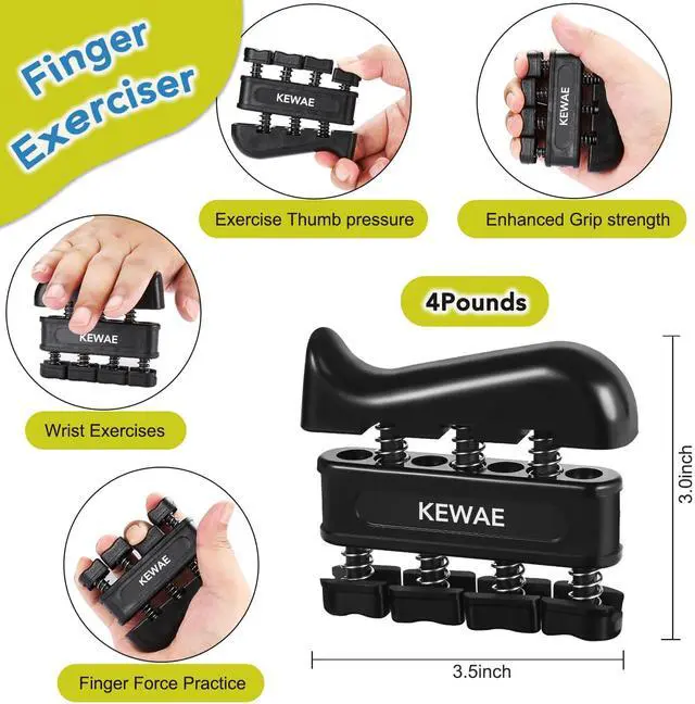 Alt view image 4 of 7 - Grip Strength Trainer Kit 6 Pack with Finger Exerciser, Hand Grip Strengthener, Hand Extension Exerciser and Forearm Workout Ring for Muscle Building and Injury Recover