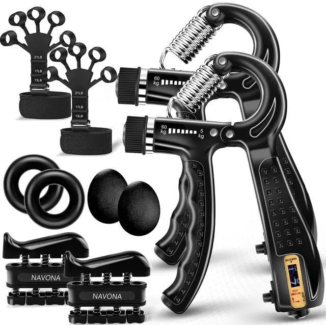 Main image of 10 PCS Grip Strength Trainer Kit,Forearm and Hand Gripper Strengthener | Forearm & Finger Strengthener, Finger Exerciser, Stress Relief Ball, Workout Ring for Muscle Building and Injury Recover