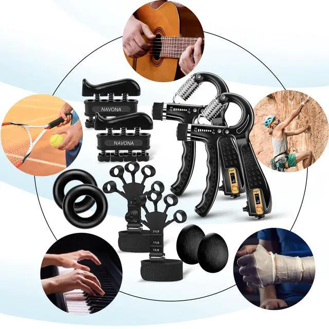 Alt view image 7 of 7 - 10 PCS Grip Strength Trainer Kit,Forearm and Hand Gripper Strengthener | Forearm & Finger Strengthener, Finger Exerciser, Stress Relief Ball, Workout Ring for Muscle Building and Injury Recover