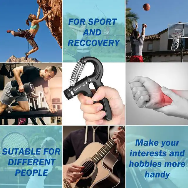 Alt view image 6 of 6 - Grip Strength Trainer, Hand Grip Exerciser Strengthener with Adjustable Resistance 11-132 Lbs (5-60kg), Forearm Strengthener, Hand Exerciser for Muscle Building and Injury Recover Black 1 Pack