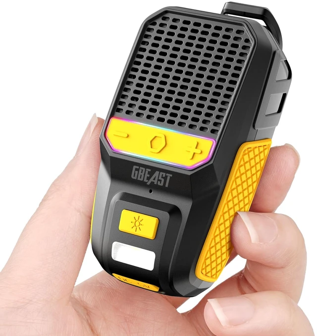 Main image of Wearable Bluetooth Speaker, Waterproof Mini Clip On Speaker-Yellow Small Portable Speakers, All Day Playtime,Built-in Mic for Hands-Free Music/Calls,RGB/Flashlight for Jobsite/Outdoor