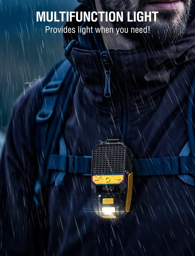 Alt view image 4 of 7 - Wearable Bluetooth Speaker, Waterproof Mini Clip On Speaker-Yellow Small Portable Speakers, All Day Playtime,Built-in Mic for Hands-Free Music/Calls,RGB/Flashlight for Jobsite/Outdoor