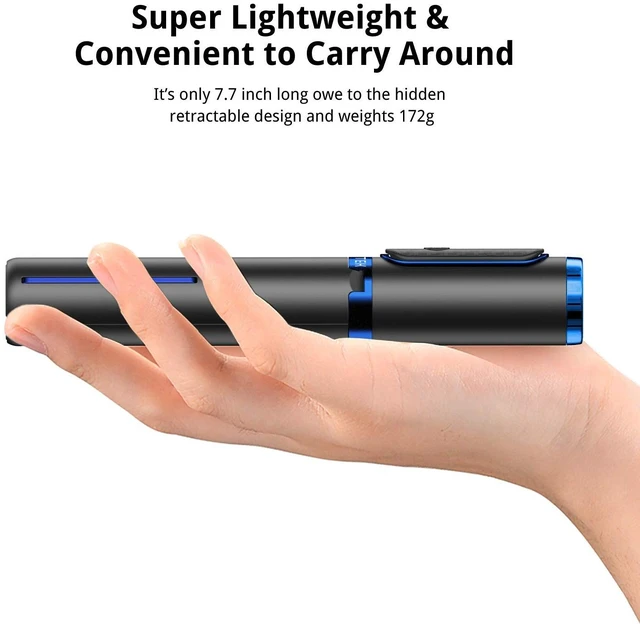 Alt view image 5 of 7 - Selfie Stick Tripod, 3-in-1 Extendable Aluminum Phone Tripod with Detachable Bluetooth Remote, Compatible with iPhone 17/16/15/14/13/12/11/11 Pro/XS Max/XR and Samsung Smartphones, Blue