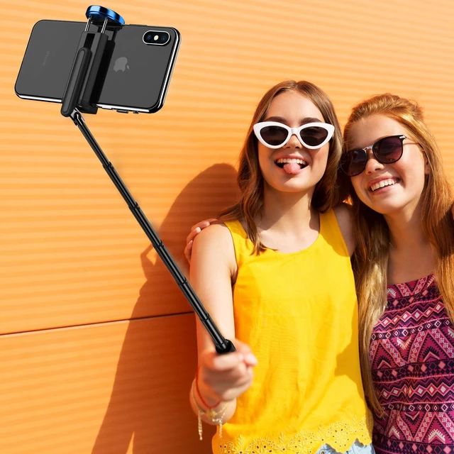 Alt view image 7 of 7 - Selfie Stick Tripod, 3-in-1 Extendable Aluminum Phone Tripod with Detachable Bluetooth Remote, Compatible with iPhone 17/16/15/14/13/12/11/11 Pro/XS Max/XR and Samsung Smartphones, Blue