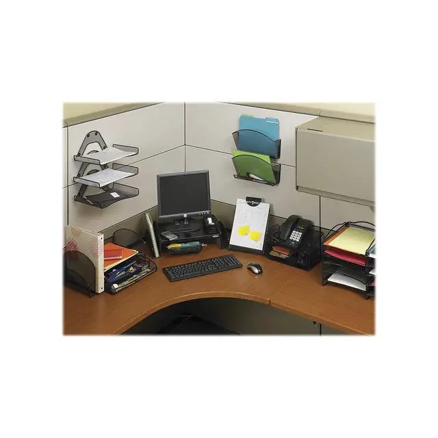 Alt view image 2 of 2 - Onyx Phone and Utility Tray with Drawer, Desktop Organizer, Durable Steel Mesh Construction, Black