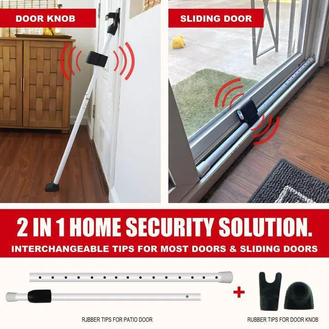 Alt view image 2 of 7 - Door Security Bar with Alarm | Sliding Door Security | Door Stopper (120 dB Extra Loud Alarm) Enjoy Peace of Mind with Durable, Heavy Duty Door Jammer Door Stop Alarm Stick Inside