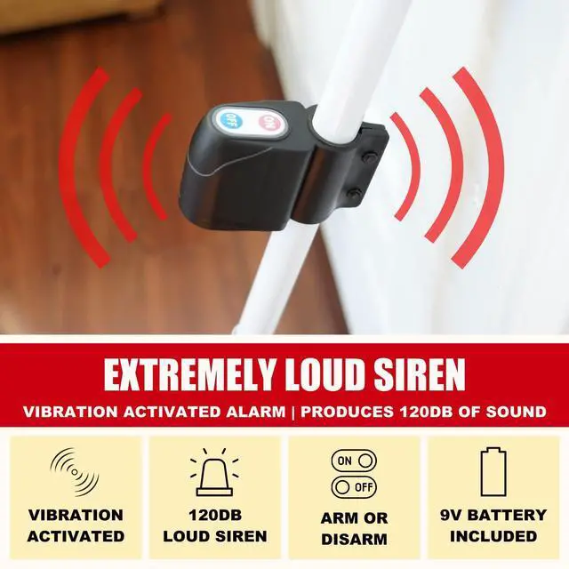 Alt view image 3 of 7 - Door Security Bar with Alarm | Sliding Door Security | Door Stopper (120 dB Extra Loud Alarm) Enjoy Peace of Mind with Durable, Heavy Duty Door Jammer Door Stop Alarm Stick Inside