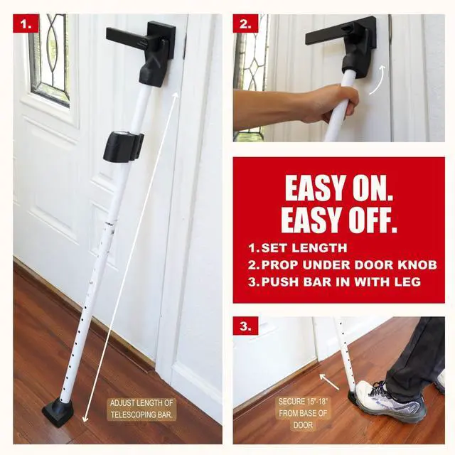 Alt view image 5 of 7 - Door Security Bar with Alarm | Sliding Door Security | Door Stopper (120 dB Extra Loud Alarm) Enjoy Peace of Mind with Durable, Heavy Duty Door Jammer Door Stop Alarm Stick Inside