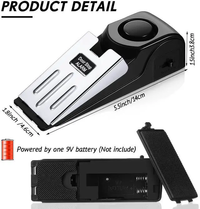 Alt view image 2 of 7 - 8 Pieces Door Stop Alarm Door Stoppers with 120 dB Security Alarm Doorstops Wedge Doors Stopper Alarms for Travel Apartment Home House Doors Stoppers Safety Tools