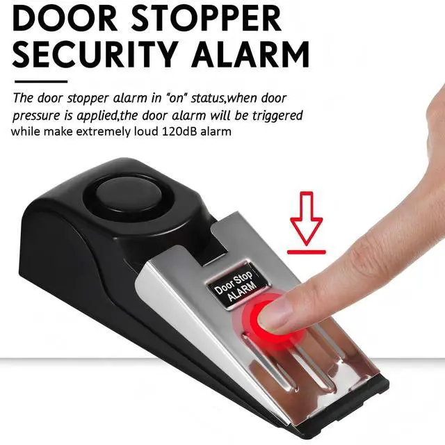 Alt view image 4 of 7 - 8 Pieces Door Stop Alarm Door Stoppers with 120 dB Security Alarm Doorstops Wedge Doors Stopper Alarms for Travel Apartment Home House Doors Stoppers Safety Tools