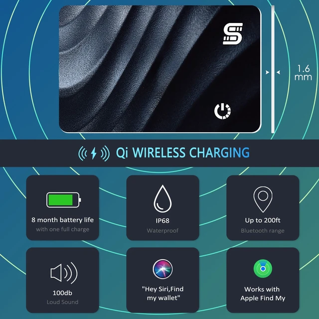 Alt view image 2 of 7 - Wallet Tracker (iOS Only) IP68 Thin Item Finder Card Luggage Located Bluetooth Works with Apple Find My APP & Network - Wireless Charger (Slim)