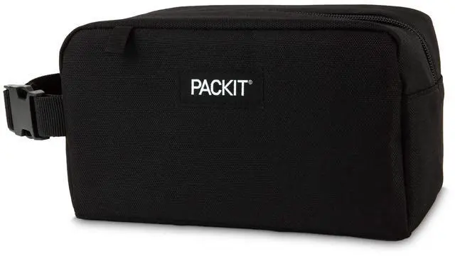 Alt view image 2 of 6 - Freezable Snack Box, Black | Built-in ice packs, EcoFreeze+ Technology, Mini cooler, Office snacks, Small lunches, Buckle handle, Collapsible, Reusable