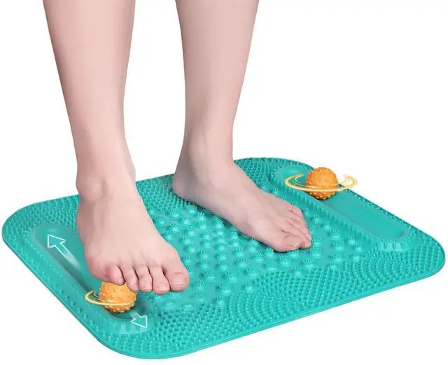 Main image of Acupressure Foot Massage Mat, 5-Zone Reflexology Mat with Dual Massage Ball Tracks, Portable Foot Pressure Point Pad for Stress Relief, Arch & Heel Pain, Home & Gym Use, 20.1'' x 17 ''