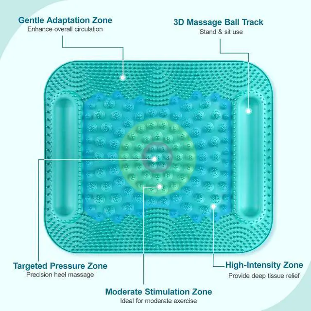 Alt view image 3 of 7 - Acupressure Foot Massage Mat, 5-Zone Reflexology Mat with Dual Massage Ball Tracks, Portable Foot Pressure Point Pad for Stress Relief, Arch & Heel Pain, Home & Gym Use, 20.1'' x 17 ''