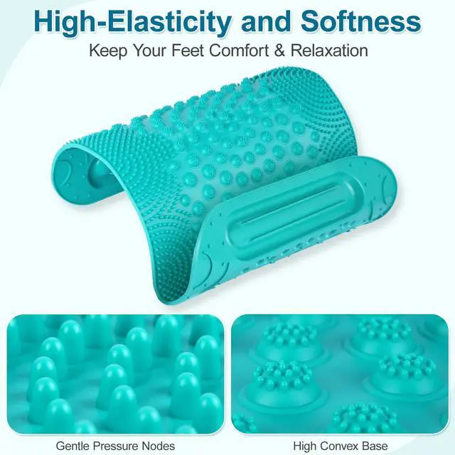 Alt view image 4 of 7 - Acupressure Foot Massage Mat, 5-Zone Reflexology Mat with Dual Massage Ball Tracks, Portable Foot Pressure Point Pad for Stress Relief, Arch & Heel Pain, Home & Gym Use, 20.1'' x 17 ''