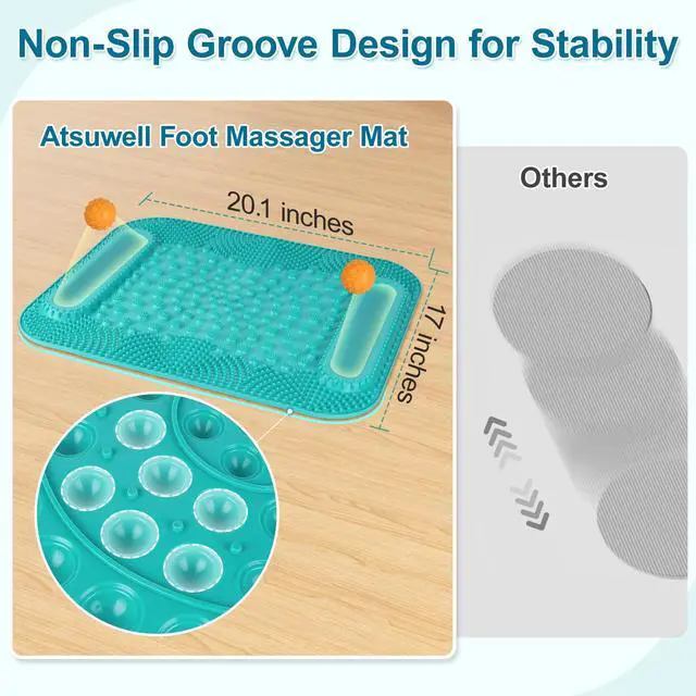 Alt view image 6 of 7 - Acupressure Foot Massage Mat, 5-Zone Reflexology Mat with Dual Massage Ball Tracks, Portable Foot Pressure Point Pad for Stress Relief, Arch & Heel Pain, Home & Gym Use, 20.1'' x 17 ''