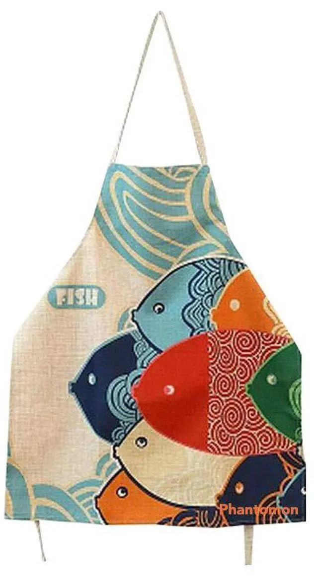 Main image of Aprons for Women Cartoon Japanese Style Lovely Fish Print Chef Kitchen Cooking Funny Aprons (Adults)