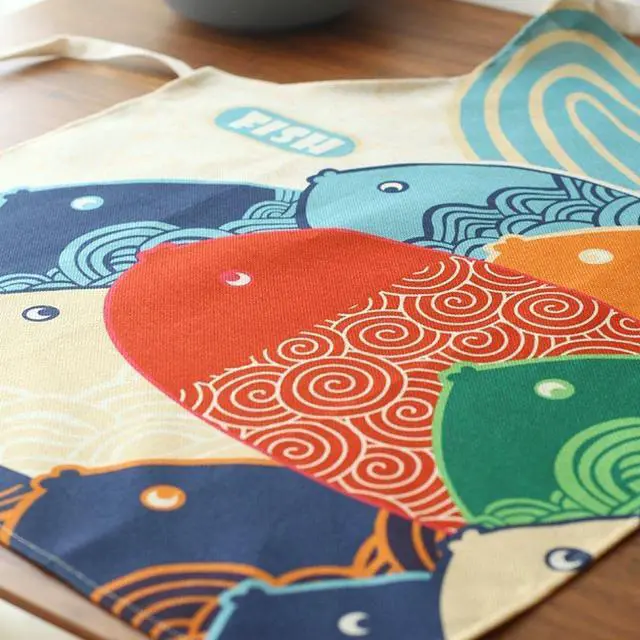 Alt view image 2 of 6 - Aprons for Women Cartoon Japanese Style Lovely Fish Print Chef Kitchen Cooking Funny Aprons (Adults)