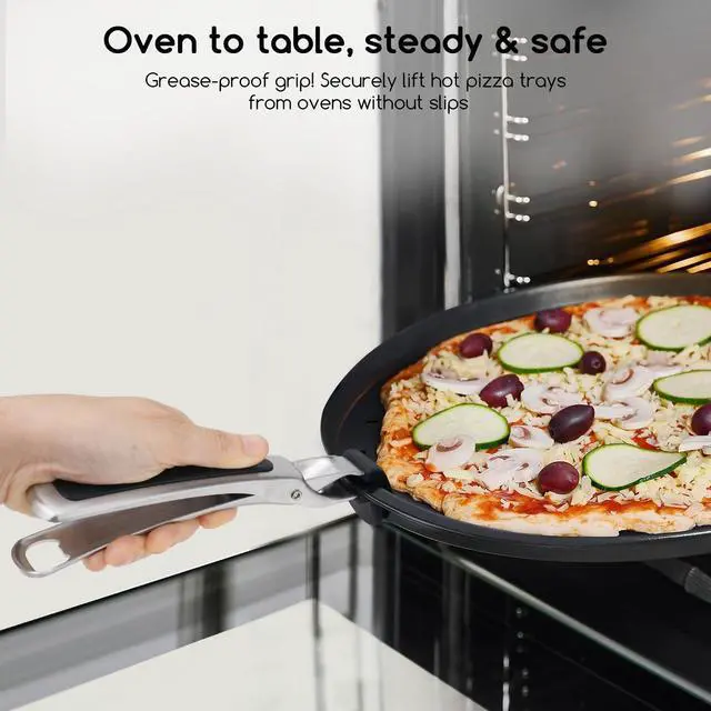 Alt view image 5 of 6 - Plate Gripper Compatible With Pizza Pan,Non-Slip Pan Gripper,Hot Plate Bowl Retriever with Food Out from Pots,For Egg Custard For Jidangeng,For Microwave Toaster Oven Steamer,Pack of 2