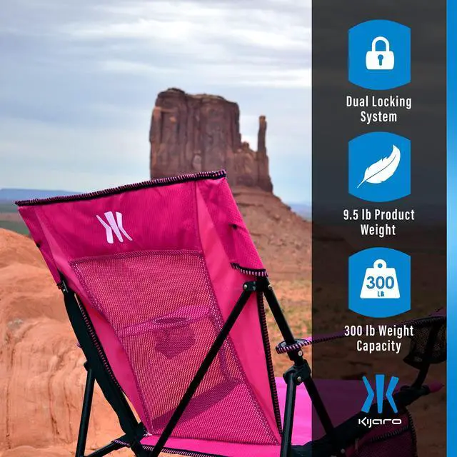 Alt view image 3 of 7 - Dual Lock Portable Camping Chairs - Enjoy the Outdoors with a Versatile Folding Chair for Sports, Lawn - Dual Lock Feature Locks Position Hanami Pink