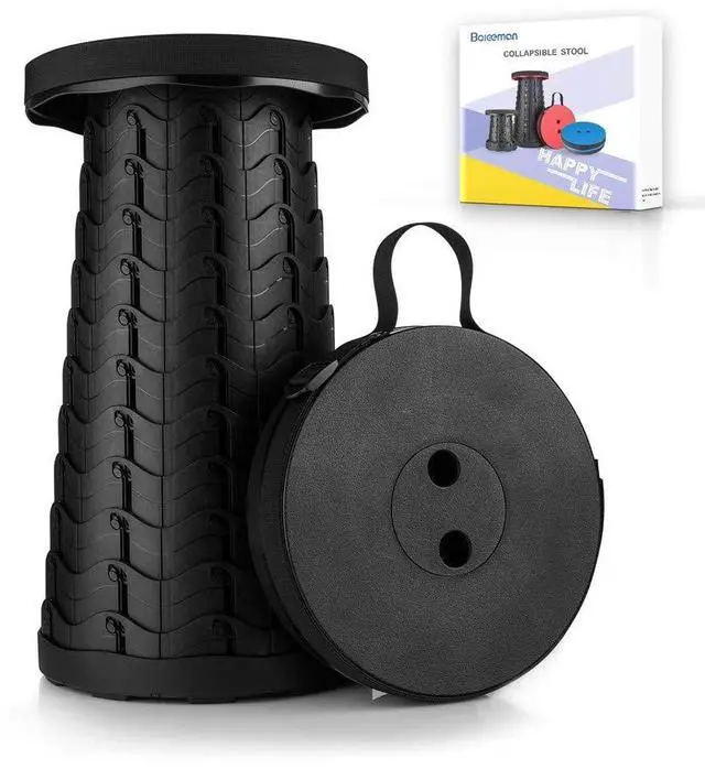 Main image of Upgraded Folding Stool Lightweight Yet More Sturdy with Load Capacity 400lbs Portable Collapsible Stool for Camping Fishing Hiking BBQ (Black)