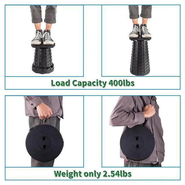 Alt view image 4 of 7 - Upgraded Folding Stool Lightweight Yet More Sturdy with Load Capacity 400lbs Portable Collapsible Stool for Camping Fishing Hiking BBQ (Black)