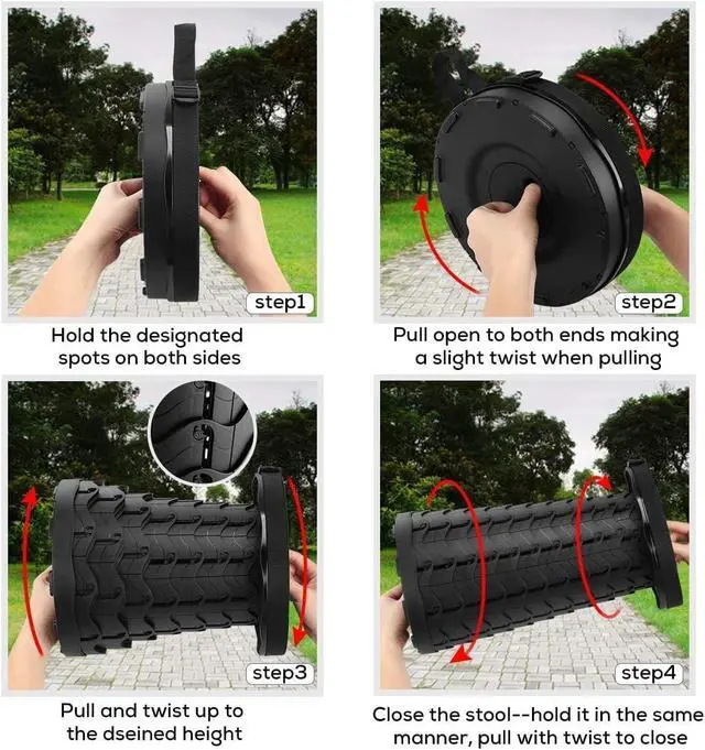 Alt view image 2 of 6 - Upgraded Collapsible Stool, 400lbs Max Weight, Lightweight But Sturdy, Portable Retractable Folding Telescoping Foldable Camping Stool for Adults Outdoor Fishing Hiking BBQ