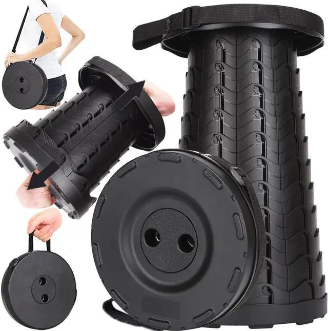 Main image of Upgraded Collapsible Stool, 400lbs Max Weight, Lightweight But Sturdy, Portable Retractable Folding Telescoping Foldable Camping Stool for Adults Outdoor Fishing Hiking BBQ