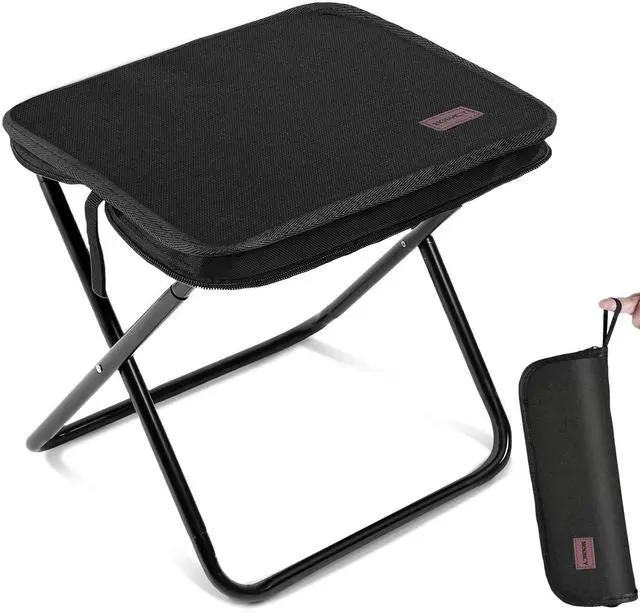 Main image of Portable Stool, 13 Inch Small Folding Stool for Adults, Ultralight Black Camping Stools for Hiking and Fishing, Hold Up to 265 LBS