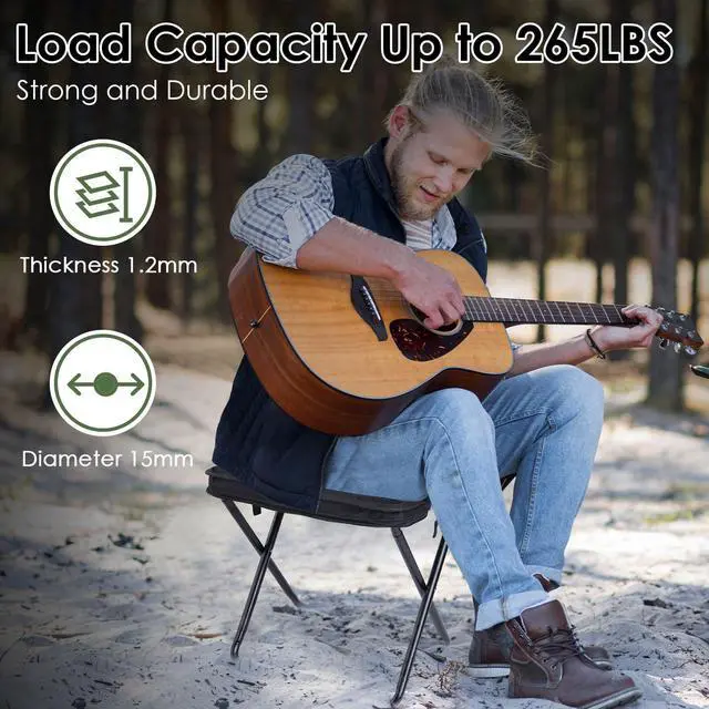 Alt view image 5 of 7 - Portable Stool, 13 Inch Small Folding Stool for Adults, Ultralight Black Camping Stools for Hiking and Fishing, Hold Up to 265 LBS