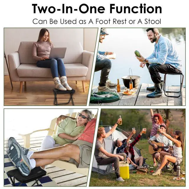 Alt view image 6 of 7 - Portable Stool, 13 Inch Small Folding Stool for Adults, Ultralight Black Camping Stools for Hiking and Fishing, Hold Up to 265 LBS