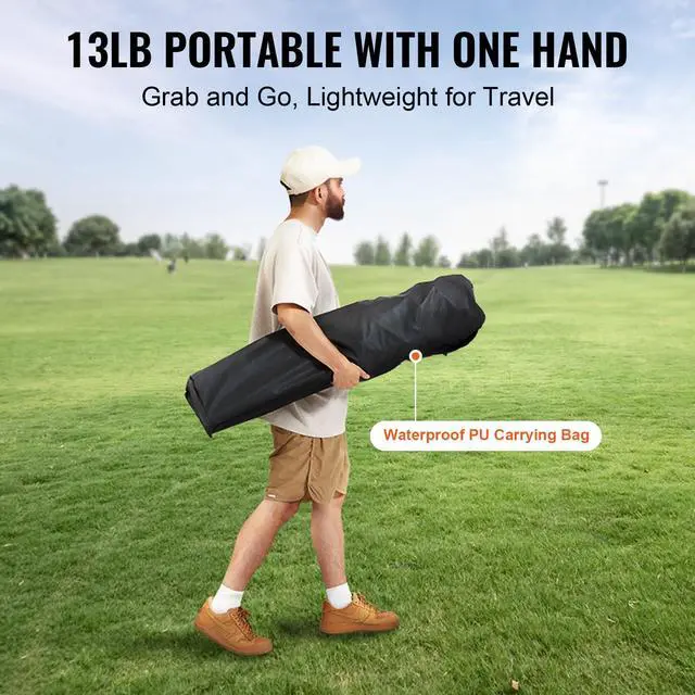 Alt view image 7 of 7 - Oversized Camping Folding Chair, Portable Heavy Duty Outdoor Quad Lumbar Back Padded with Side Pockets, Cup Holder and Cooler Bag for Beach, Lawn, Picnic, Fishing, Backpacking, Black