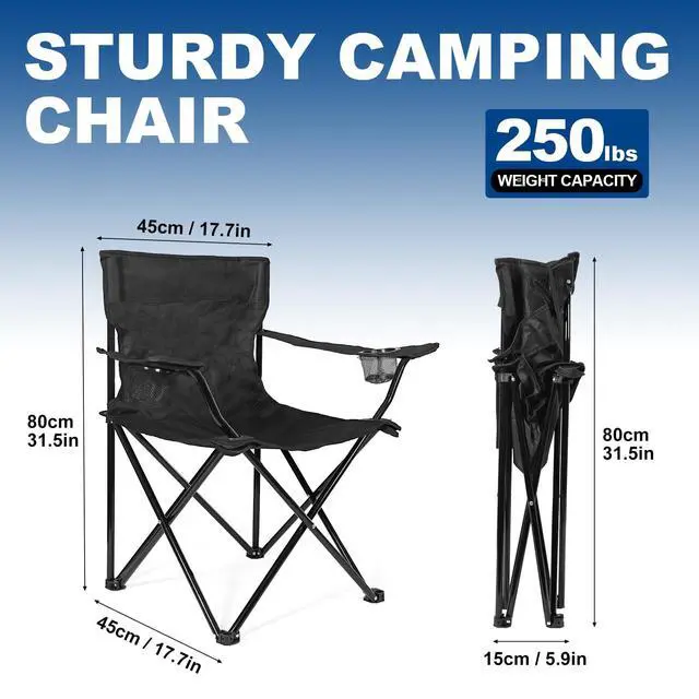 Alt view image 5 of 7 - 2 Pack Lightweight Camping Chairs for Adults & Teens, 250LBS Capacity Foldable Portable Chairs with Carry Bag, Compact Design for Camping, Beach, Picnics, and Outdoor Events