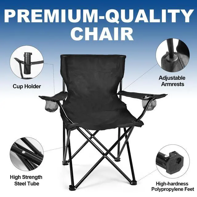 Alt view image 4 of 7 - 2 Pack Lightweight Camping Chairs for Adults & Teens, 250LBS Capacity Foldable Portable Chairs with Carry Bag, Compact Design for Camping, Beach, Picnics, and Outdoor Events