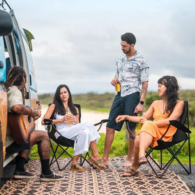 Alt view image 7 of 7 - 2 Pack Portable Camping Chairs Folding Lawn Chair Outdoor Lightweight Beach Chair with Cup Holder & Carry Bag for Outside Sports, Fishing, Hiking, Travel, Picnic, Backyard (Black-Dark)