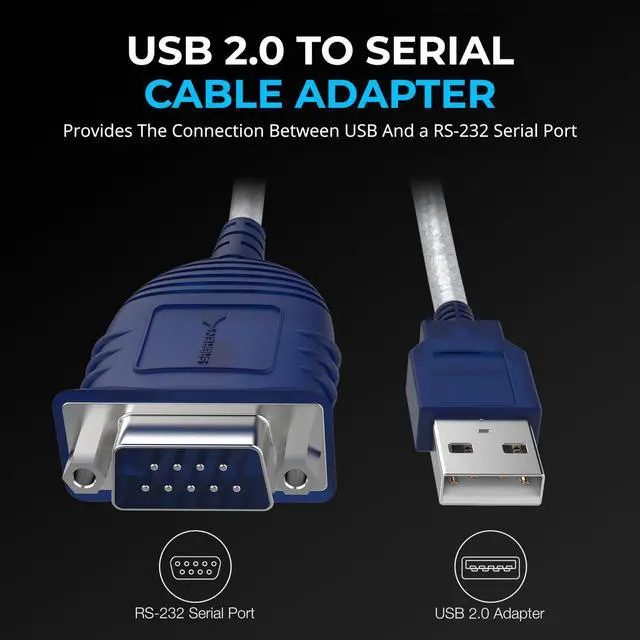 Alt view image 2 of 7 - USB 2.0 to Serial (DB9 RS232) Adapter Cable, Prolific Chipset, Driver Support Required for Some Systems, Windows 11/10/8/7, macOS, Linux (CB-DB9P)