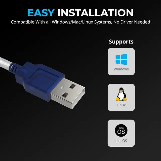 Alt view image 5 of 7 - USB 2.0 to Serial (DB9 RS232) Adapter Cable, Prolific Chipset, Driver Support Required for Some Systems, Windows 11/10/8/7, macOS, Linux (CB-DB9P)