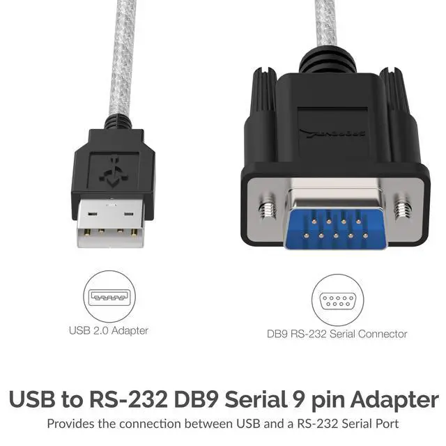 Alt view image 2 of 7 - 6-FT USB to RS-232 DB9 Serial 9 pin Adapter (Prolific PL2303) (SBT-USC6K)