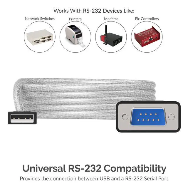 Alt view image 3 of 7 - 6-FT USB to RS-232 DB9 Serial 9 pin Adapter (Prolific PL2303) (SBT-USC6K)