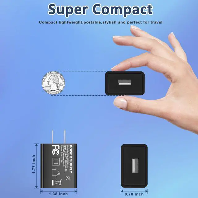 Alt view image 5 of 7 - 5V 2A Power Adapter USB Wall Charger Plug Block Box AC Cube Brick 2Pack | Fast Charging Block Home Travel Use for iPhone 13/14/15/16/16 Pro/Pro Max/Plus, XS/XR/X, Watch Series 8/7 2Pack