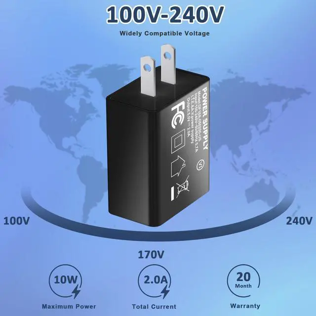 Alt view image 6 of 7 - 5V 2A Power Adapter USB Wall Charger Plug Block Box AC Cube Brick 2Pack | Fast Charging Block Home Travel Use for iPhone 13/14/15/16/16 Pro/Pro Max/Plus, XS/XR/X, Watch Series 8/7 2Pack