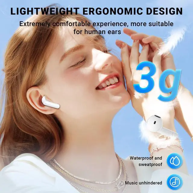 Alt view image 5 of 7 - Wireless Earbuds, Bluetooth 5.4 Headphones with 42H Ultralight Ear Buds,Bluetooth Earbuds with 4 ENC Noise Cancelling Mics, HiFi Deep Bass Dual LED Display USB-C, Waterproof Earphones for Android iOS