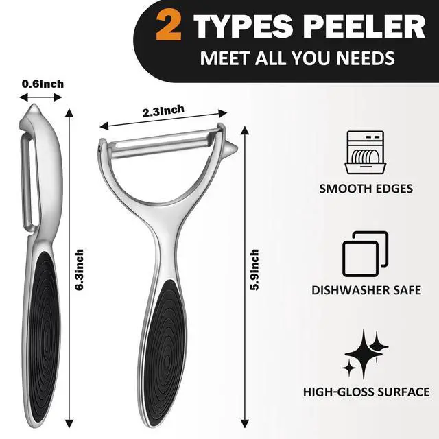 Alt view image 2 of 6 - Vegetable Peeler for Kitchen, Potato Peelers for Fruit Straight Blade, Durable Non-Slip Handle, Set of 2