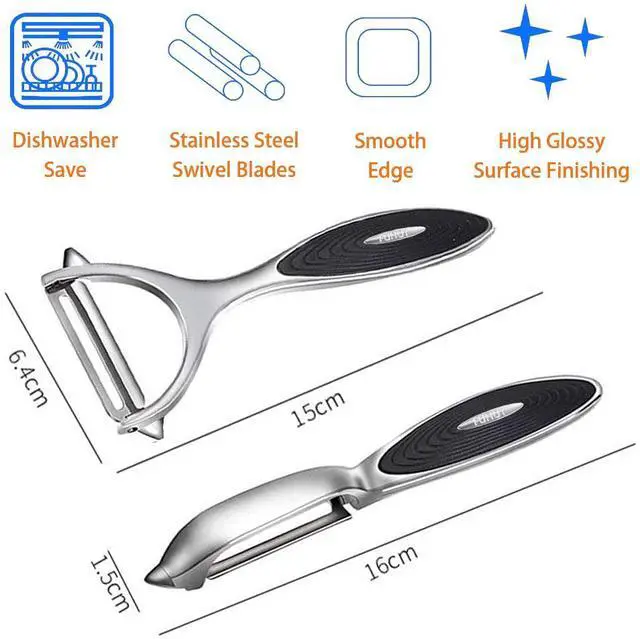 Alt view image 2 of 6 - Vegetable, Apple Peelers for kitchen, Fruit, Carrot, Veggie, Potatoes Peeler, Y-Shaped and I-Shaped Stainless Steel Peelers, with Ergonomic Non-Slip Handle & Sharp Blade, Good Sturdy (2PCS)