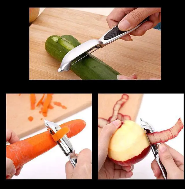 Alt view image 4 of 6 - Vegetable, Apple Peelers for kitchen, Fruit, Carrot, Veggie, Potatoes Peeler, Y-Shaped and I-Shaped Stainless Steel Peelers, with Ergonomic Non-Slip Handle & Sharp Blade, Good Sturdy (2PCS)