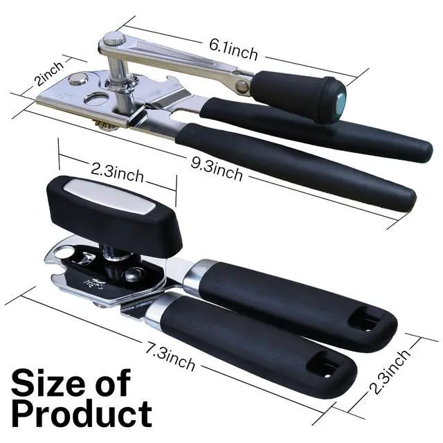 Alt view image 2 of 6 - 2Pcs Can Opener with Magnet Crank Can Openers Manual,Heavy Duty Commercial Can Opener with Rubber-coated Long Handles