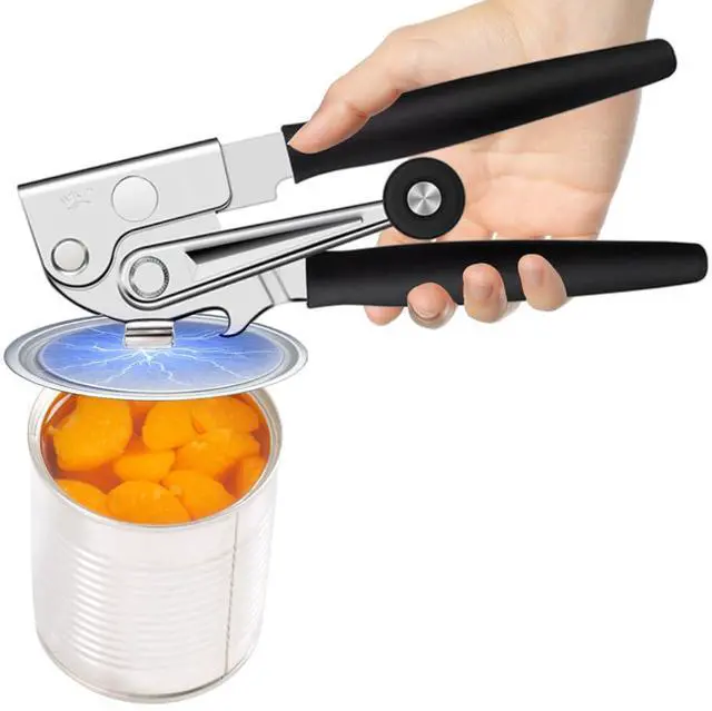 Main image of Commercial Heavy-Duty Manual Can Opener with Easy-Turn Crank, Long Rubber Handle & Magnetic Lid Holder