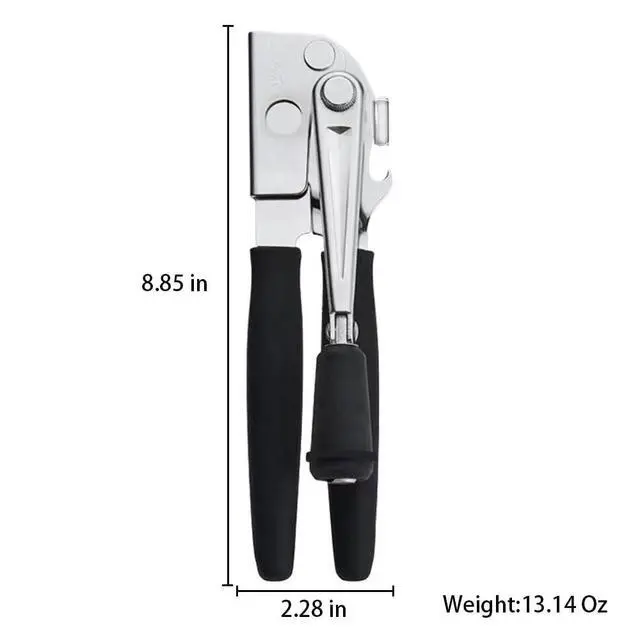 Alt view image 6 of 7 - Commercial Heavy-Duty Manual Can Opener with Easy-Turn Crank, Long Rubber Handle & Magnetic Lid Holder